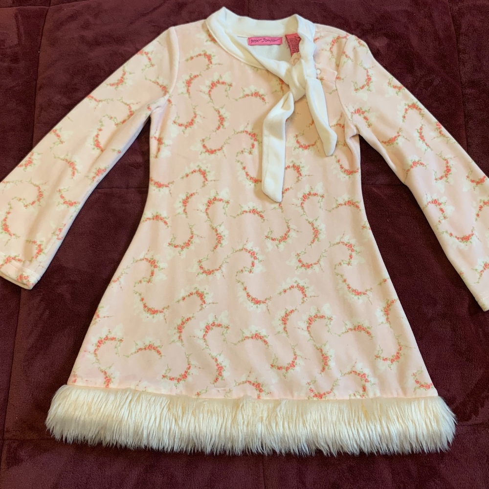 Betsey Johnson Girls Dress Faux Fur 5 5T MINT